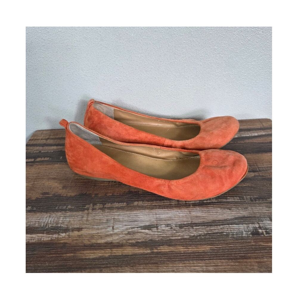 J. Crew CeCe Orange Suede Leather Ballet Flats Size 8.5